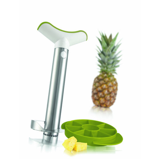 Pineapple Slicer Stainless Steel with Green Wedger, SILVER GREEN, hi-res image number null