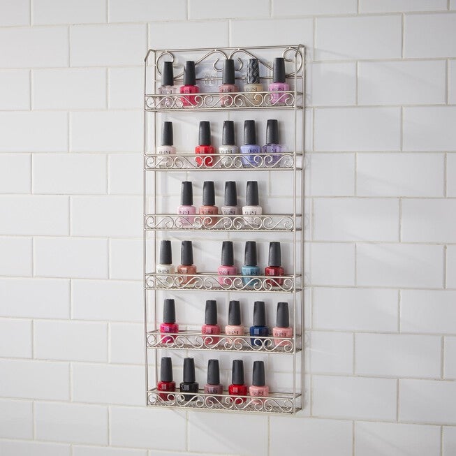 Scroll Nail Polish Organizer, BRUSHED NICKEL, hi-res image number 0