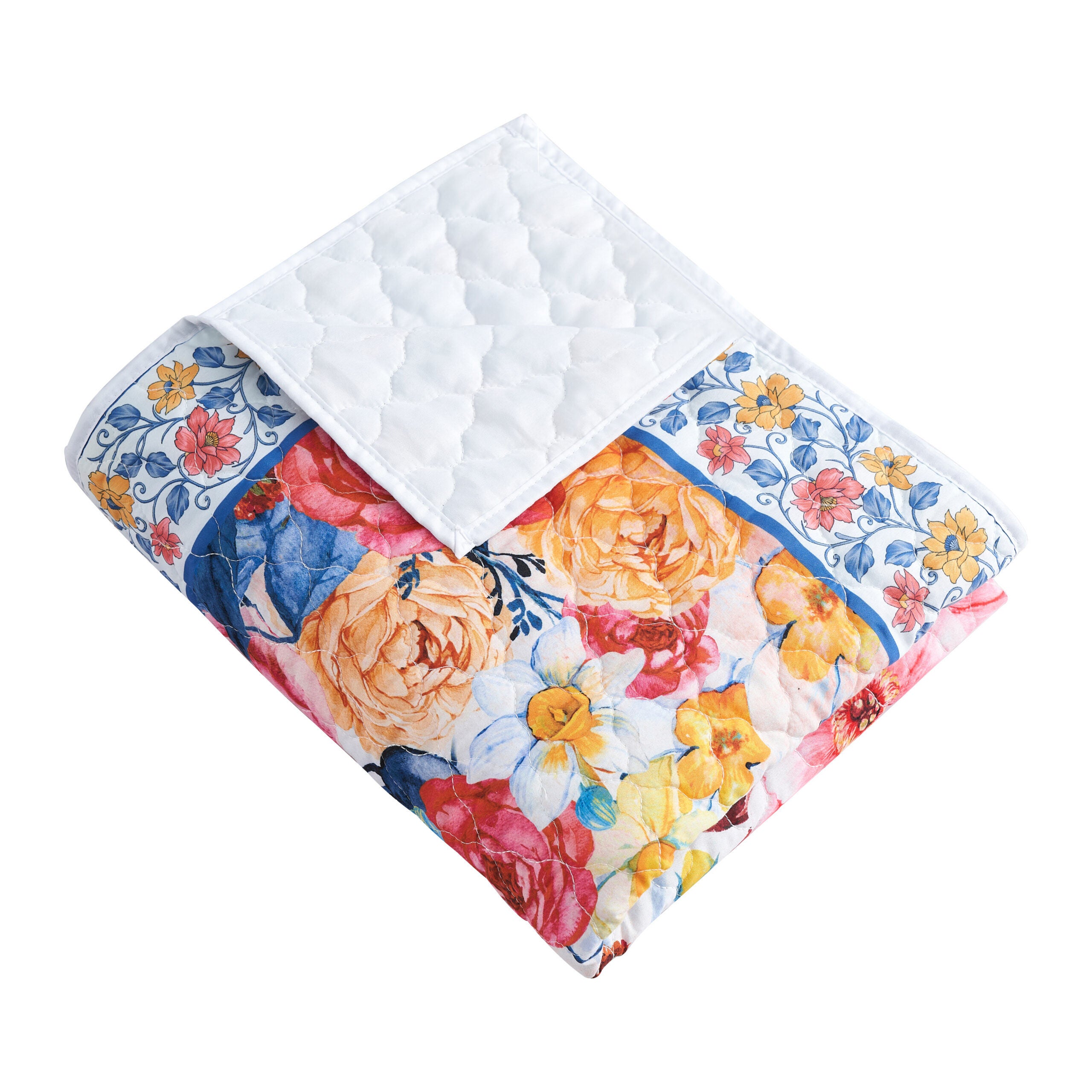 Huntington Peacock Quilted Throw Blanket, GOLD, alternate image number 1