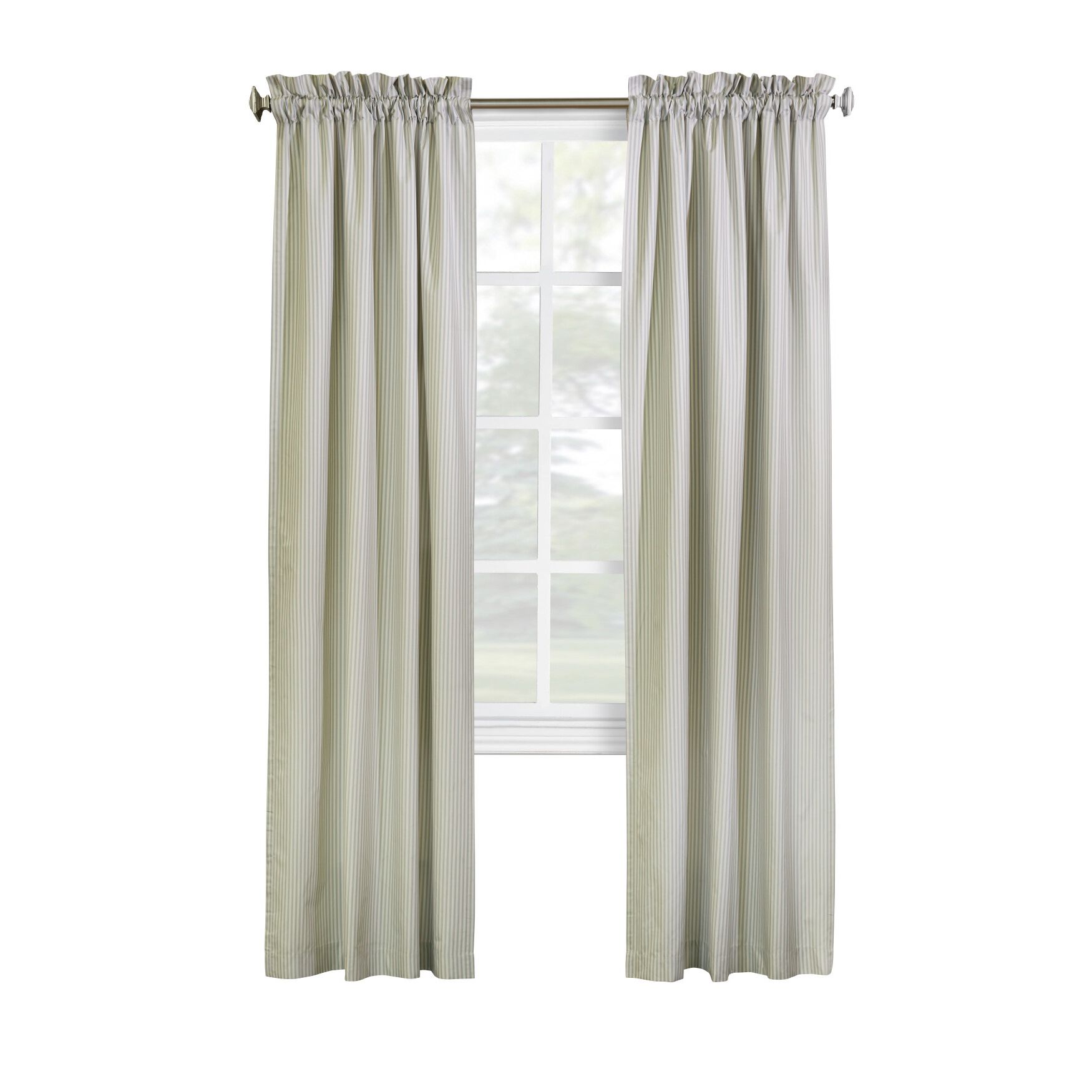 Ticking Stripe Room Darkening Pole Top Curtain Panel Pair, , alternate image number 11