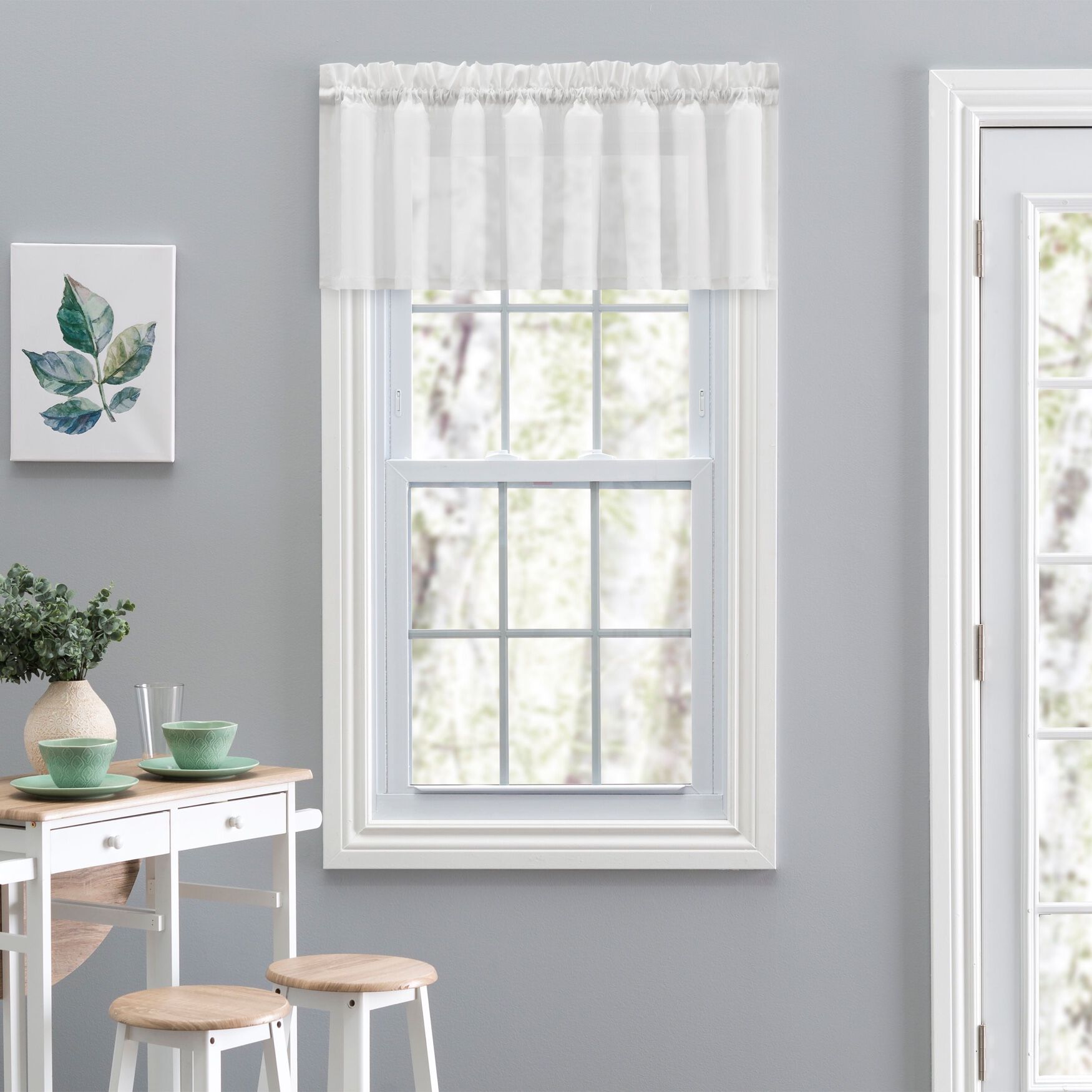 Cotton Voile Tailored Valance, WHITE, hi-res image number 0