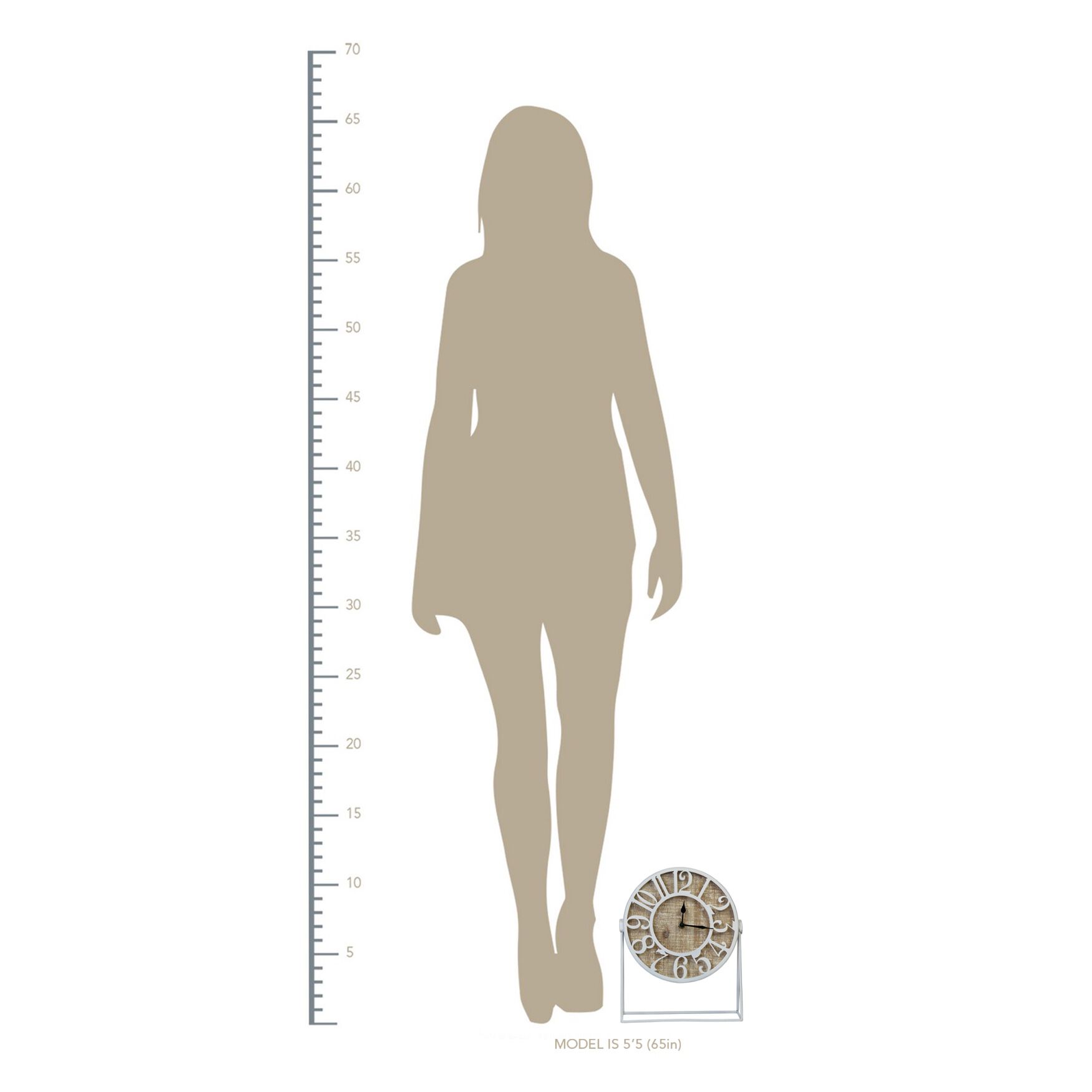 Dominick Wood and Metal White Table Clock, , alternate image number 3