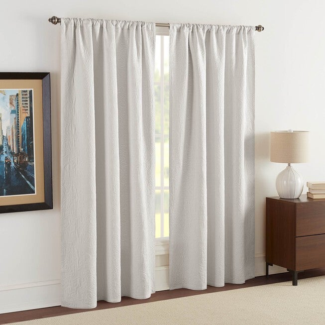 Raphaela European Matelassé Window Panel Pair, SOFT GRAY, hi-res image number null