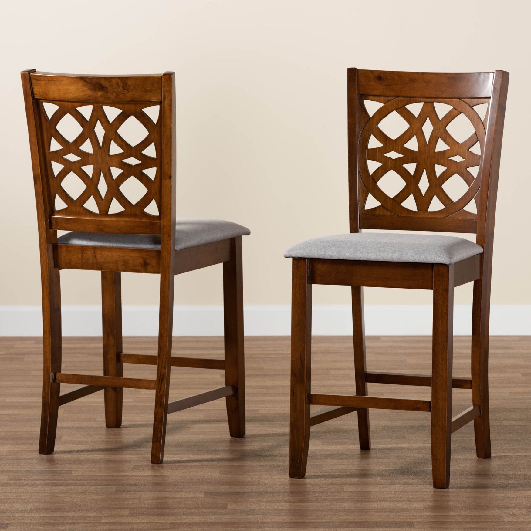 Abigail Modern Beige Fabric And Dark Brown Finished Wood 2-Piece Counter Stool Set, , alternate image number 20