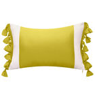 Edie @ Home Indoor/Outdoor Colorblock Tassel Fringe Decorative Throw Pillow 12X20, Citron, CITRON, hi-res image number null