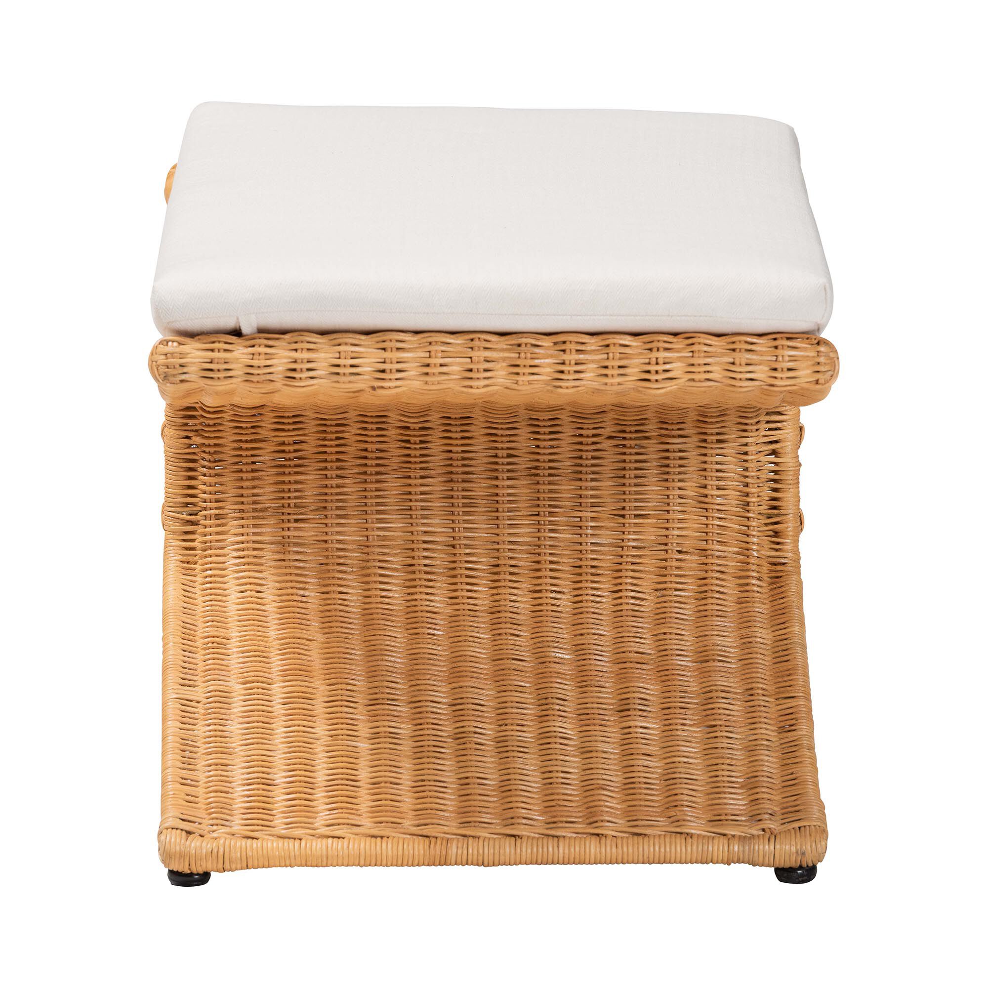 Reya Natural Rattan Footstool, HONEY, alternate image number 3
