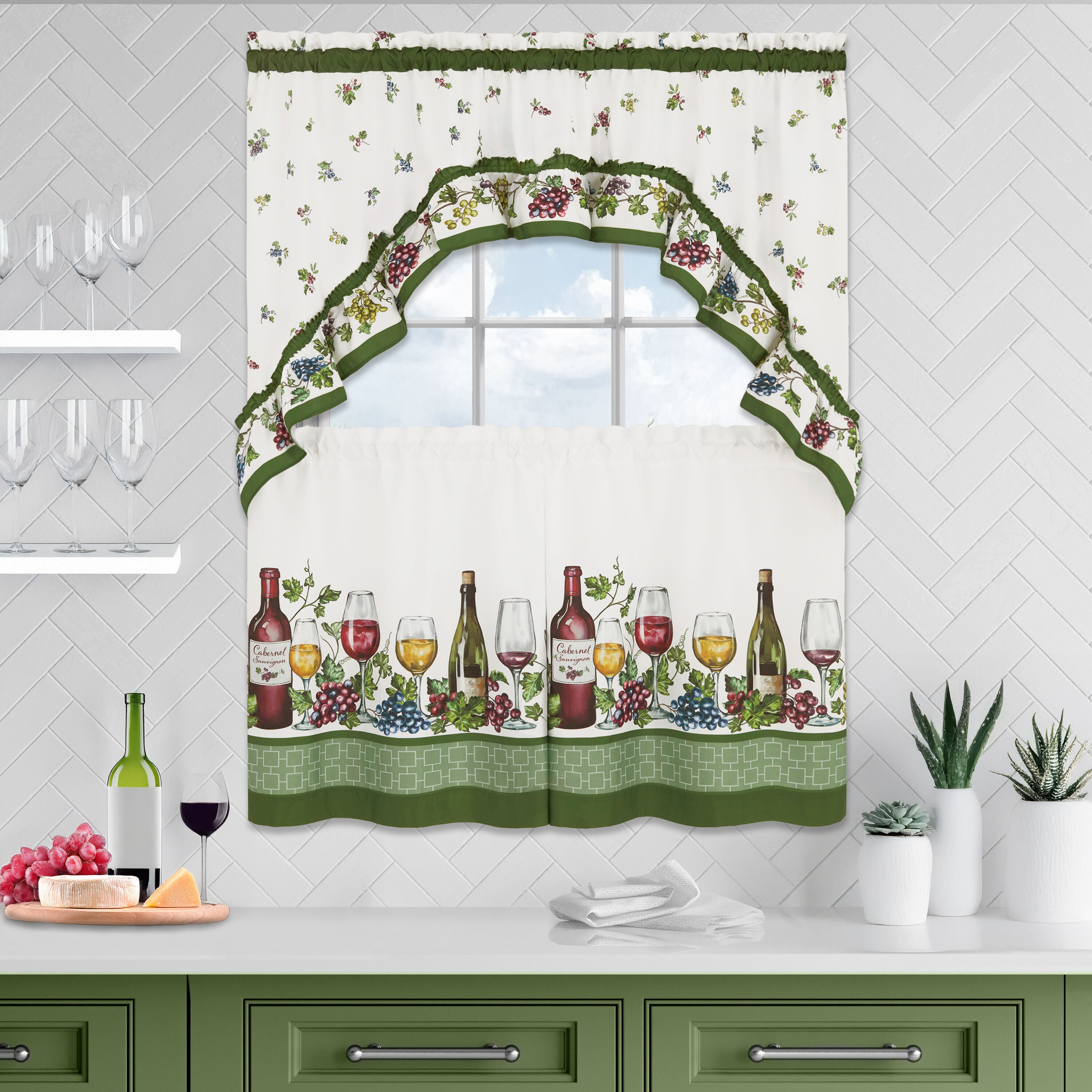 Napa Printed Tier and Swag Window Curtain Set, MULTI, hi-res image number 0