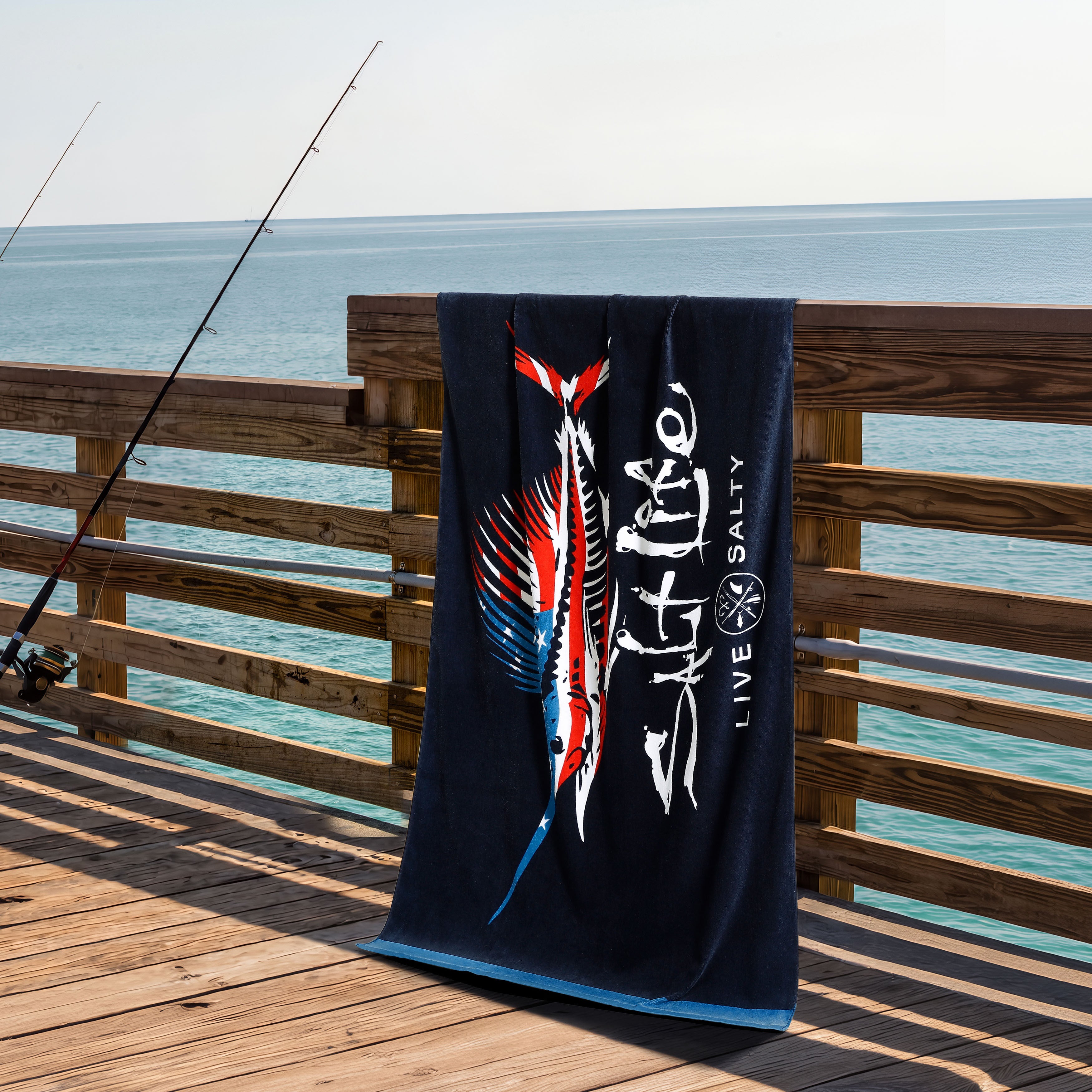 American Bones Beach Towel, NAVY, hi-res image number 0