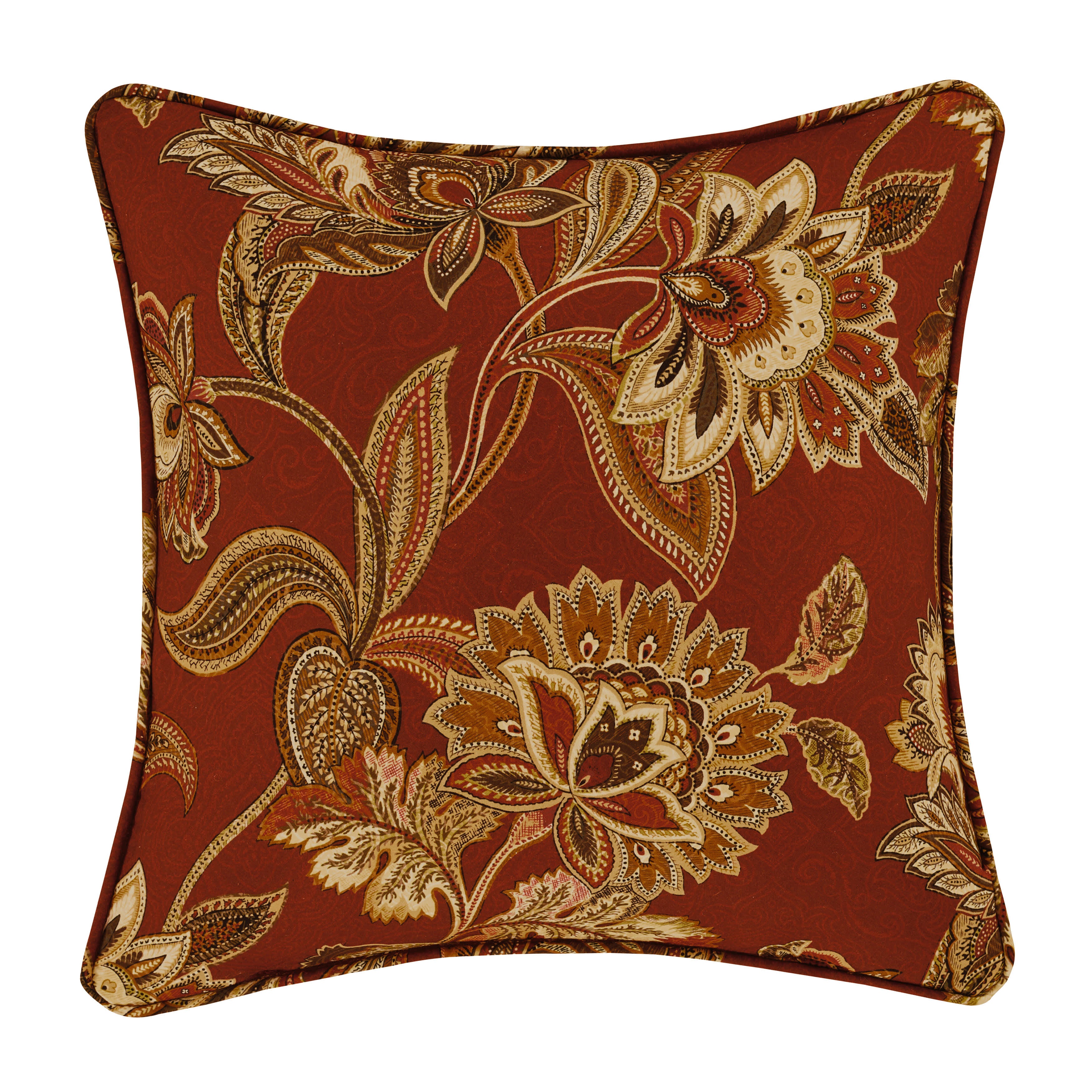 Montecito Red 16 Inch Square Decorative Throw Pillow, RED, hi-res image number 0