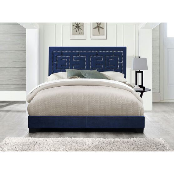 Queen Bed Bedroom, DARK BLUE VELVET, hi-res image number null