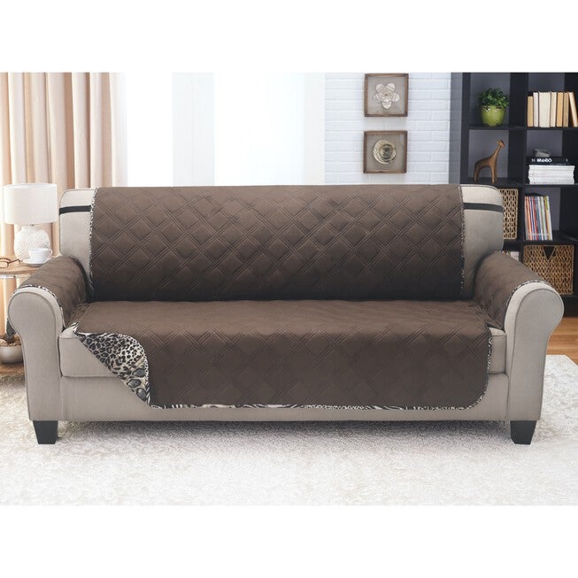 Printed Reversible Quilted Sofa Protector, , alternate image number null