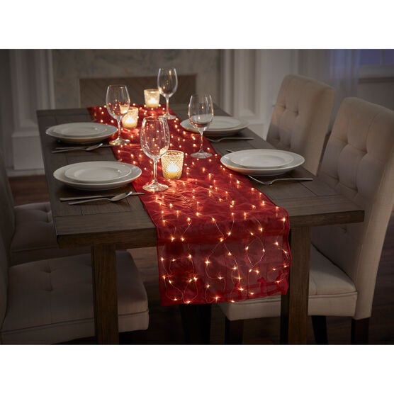 Pre-Lit Table Runner, BURGUNDY, hi-res image number null