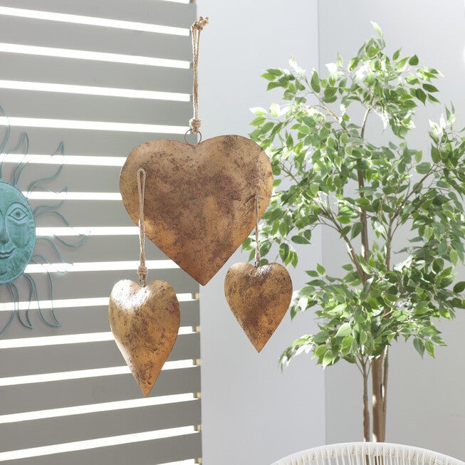 Set Of 3 Gold Metal Rustic Windchime, , alternate image number null