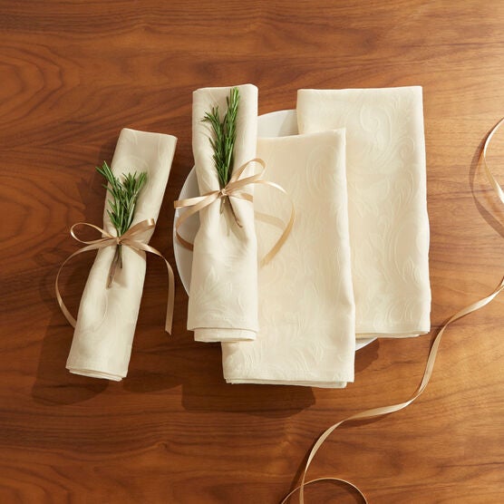 Damask Set of 4 Napkins 20" Sq., IVORY, hi-res image number null