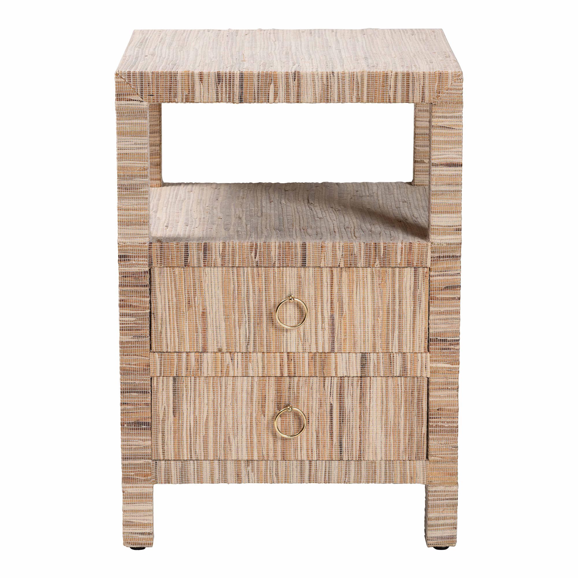 Paine Bohemian Woven Grasscloth 2-Drawer Nightstand, NATURAL, alternate image number 3