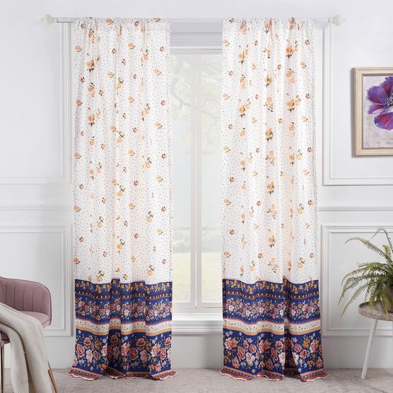 Marsha Window Curtain Panel Pair, BLUE, hi-res image number null
