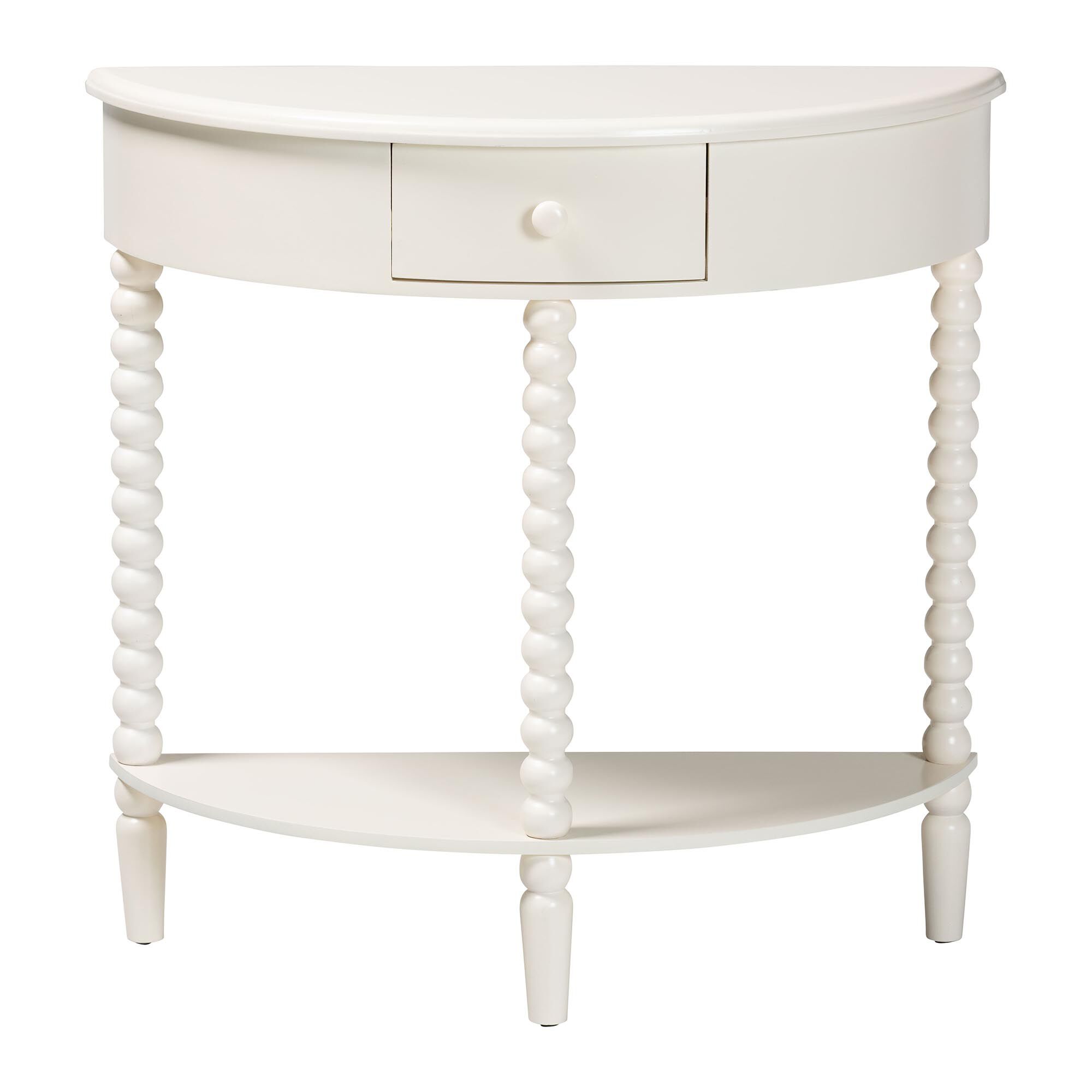 Raynera Bobbin-Leg Demilune Console Table, WHITE, alternate image number 3
