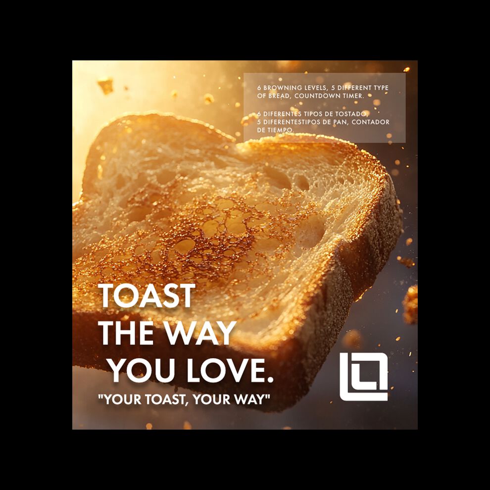 Livwell Matte Black 2-Slice Smart Touch Toaster, MATTE BLACK, alternate image number 4