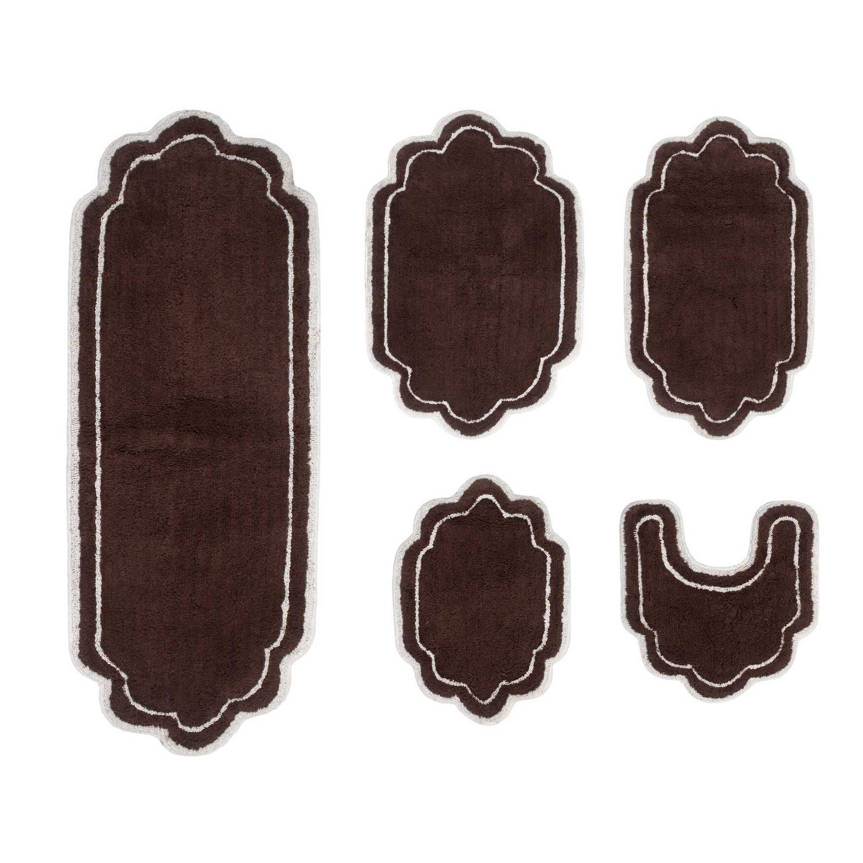 Allure 5 Piece Set Bath Rug Collection, BROWN, hi-res image number 0
