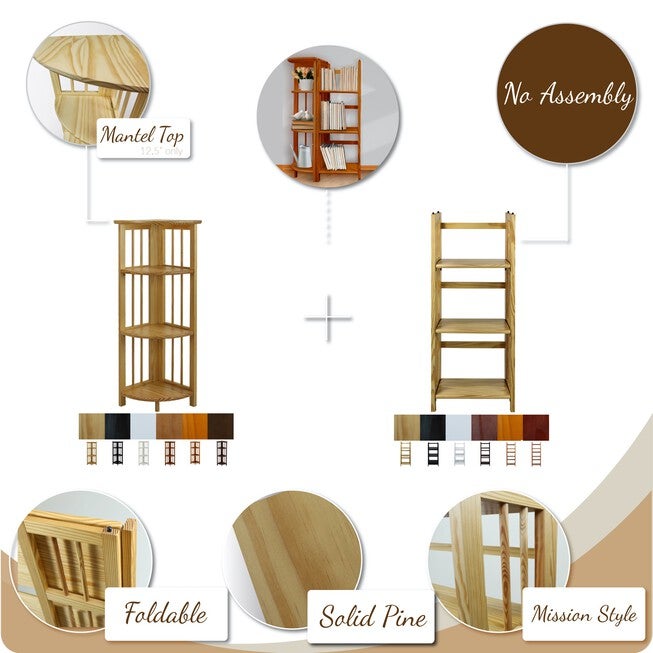 3-Shelf Folding Bookcase 14 inches Wide-White, , alternate image number 12