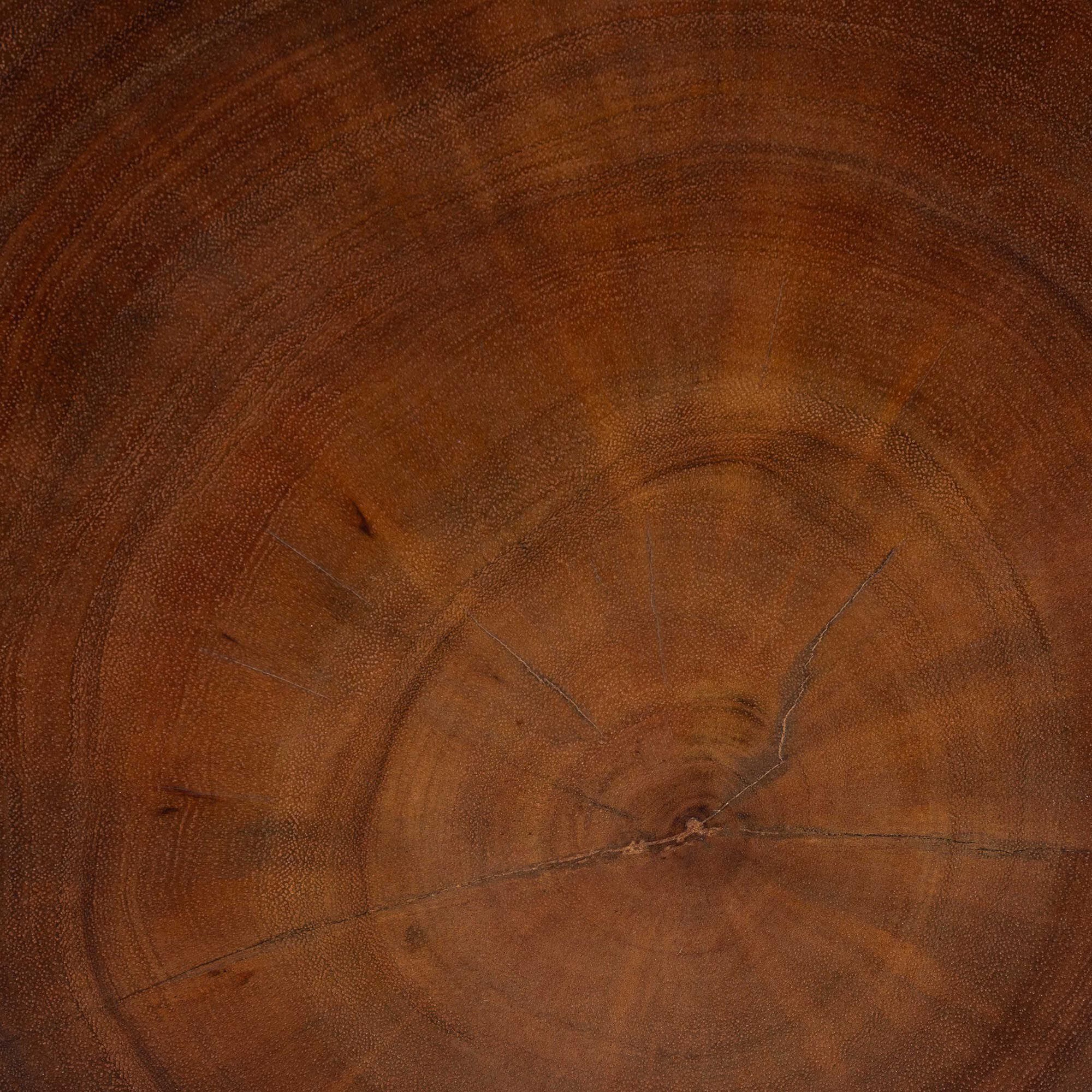 Rapha Suar Wood Accent Table - Hand-Carved Sculptural Pedestal Stand with Twist Design, BROWN, alternate image number 5