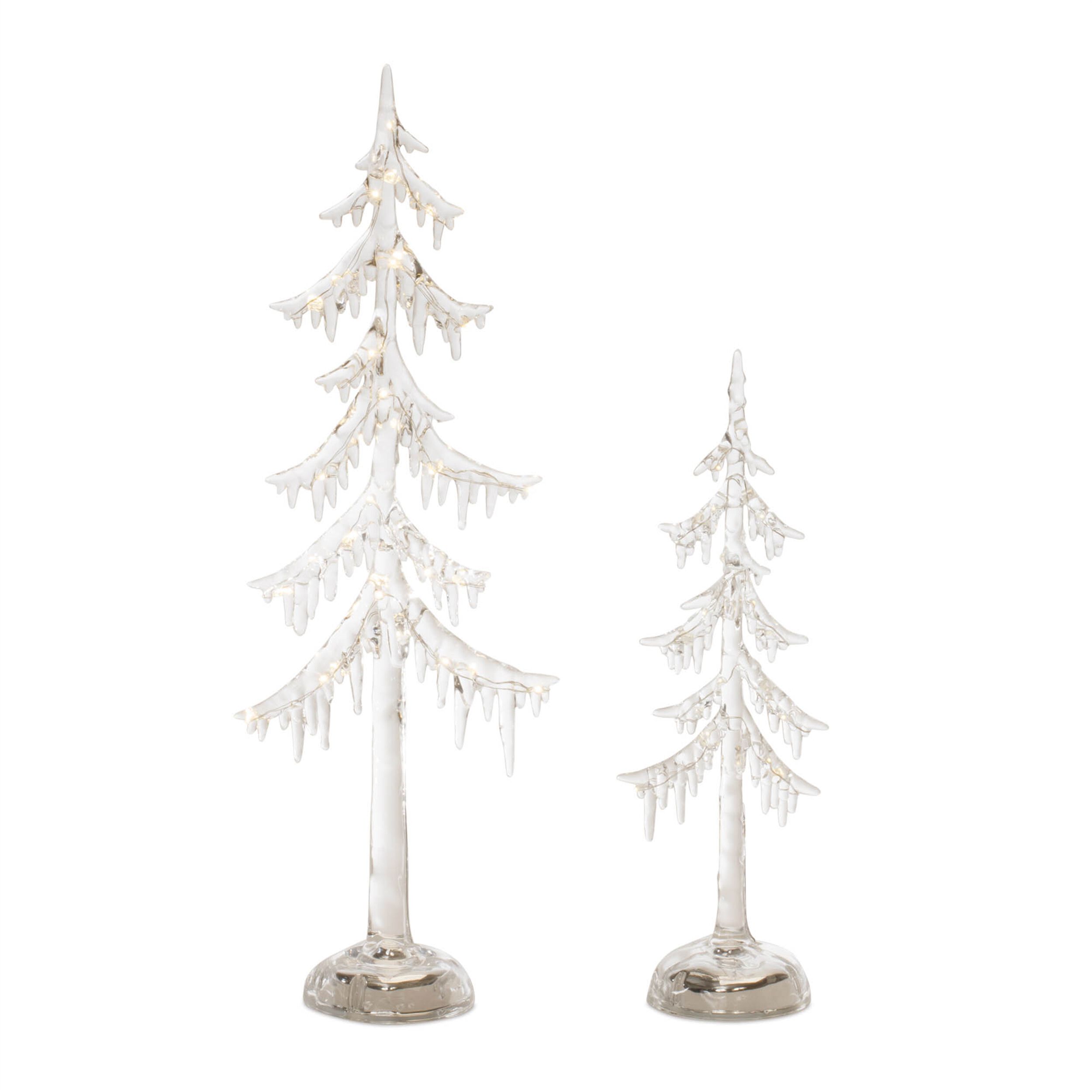 LED Acrylic Dripping Pine Tree (Set of 2), CLEAR, hi-res image number 0