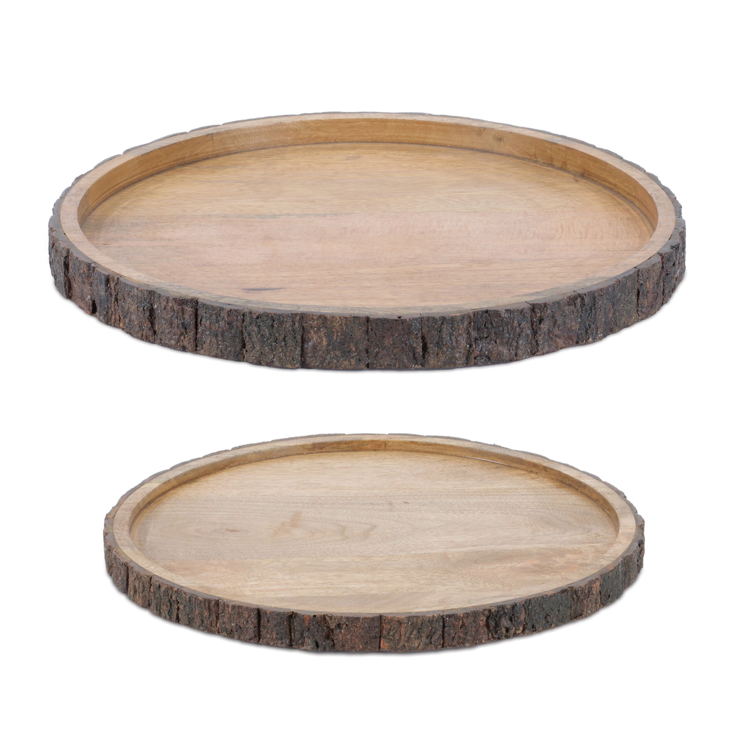 Set of 2 Natural Mango Wood Decorative Trays, NATURAL, hi-res image number 0
