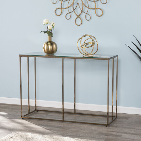Nicholance Contemporary Glass-Top Console Table, CHAMPAGNE, hi-res image number null