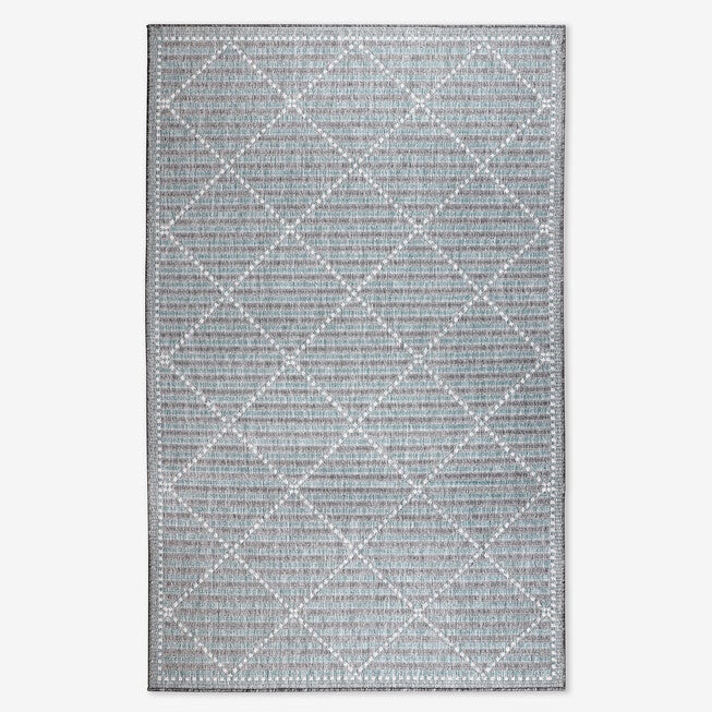 39 inches x 59 inches Malibu Indoor/Outdoor Rugs, AQUA DIAMOND, hi-res image number 0