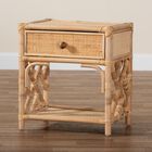 Camara Modern Bohemian Natural Brown Rattan 1-Drawer Nightstand, , alternate image number null