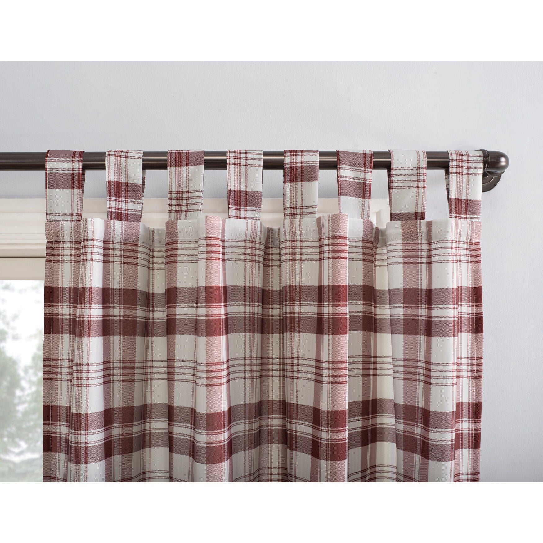 Plaid Semi-Sheer Tab Top Panel, , alternate image number 2