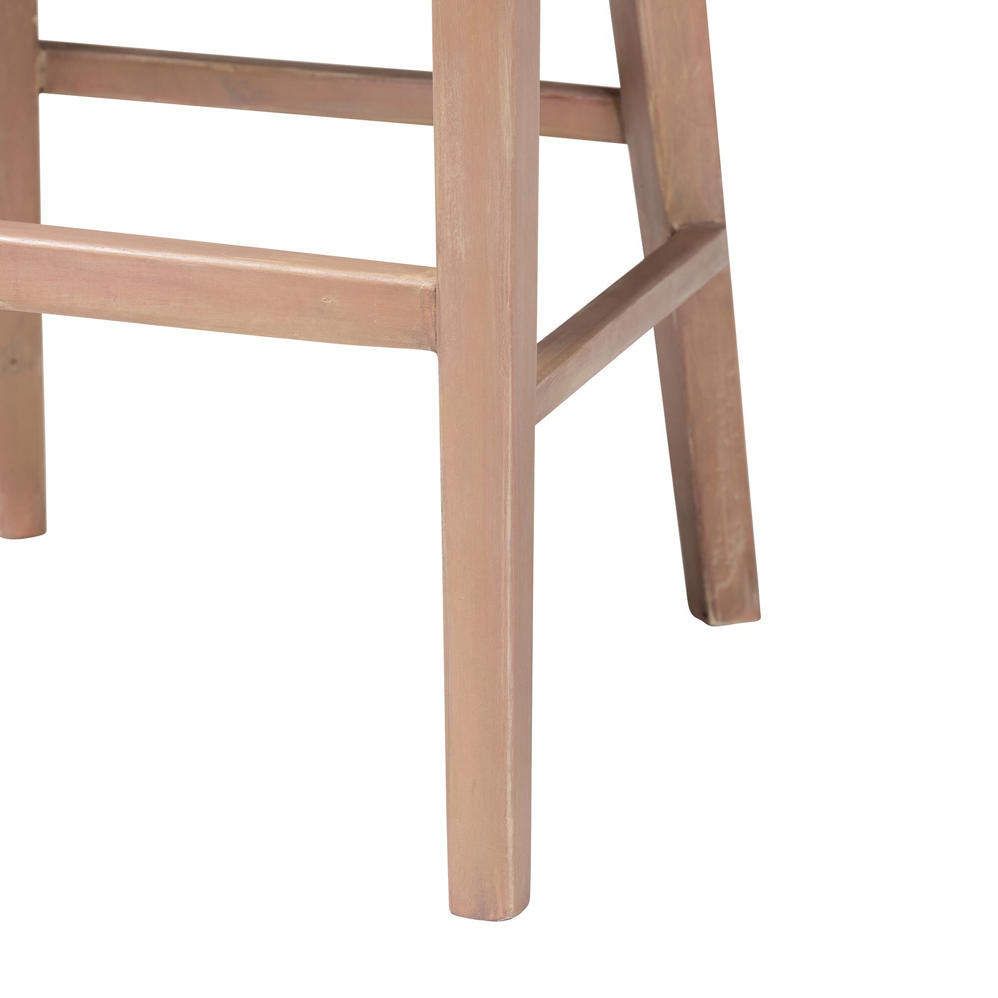Papua Modern Bohemian Antique White Washed Rattan and Mahogany Wood Counter Stool, BROWN, alternate image number 6