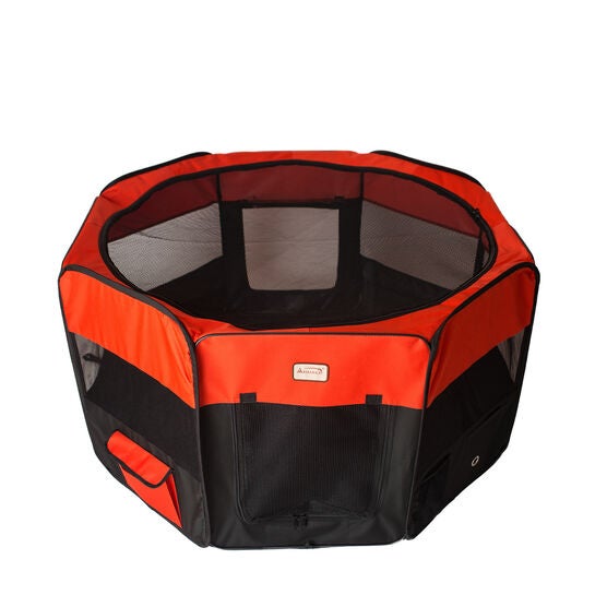 Portable Pet Dog Kitten Playpen In Black And Red Combo, , alternate image number null