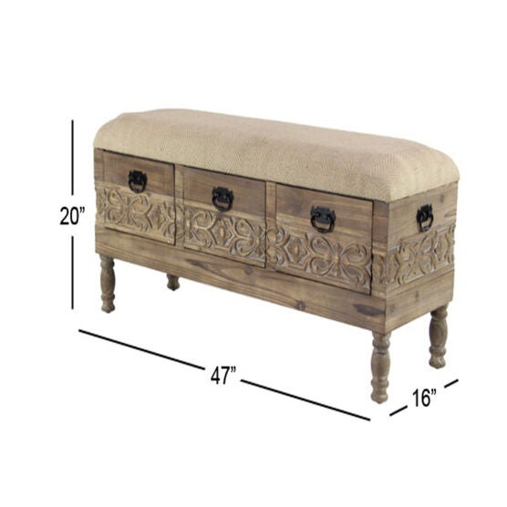 Brown Chinese Fir Farmhouse Bench, 20x47x16, , alternate image number null