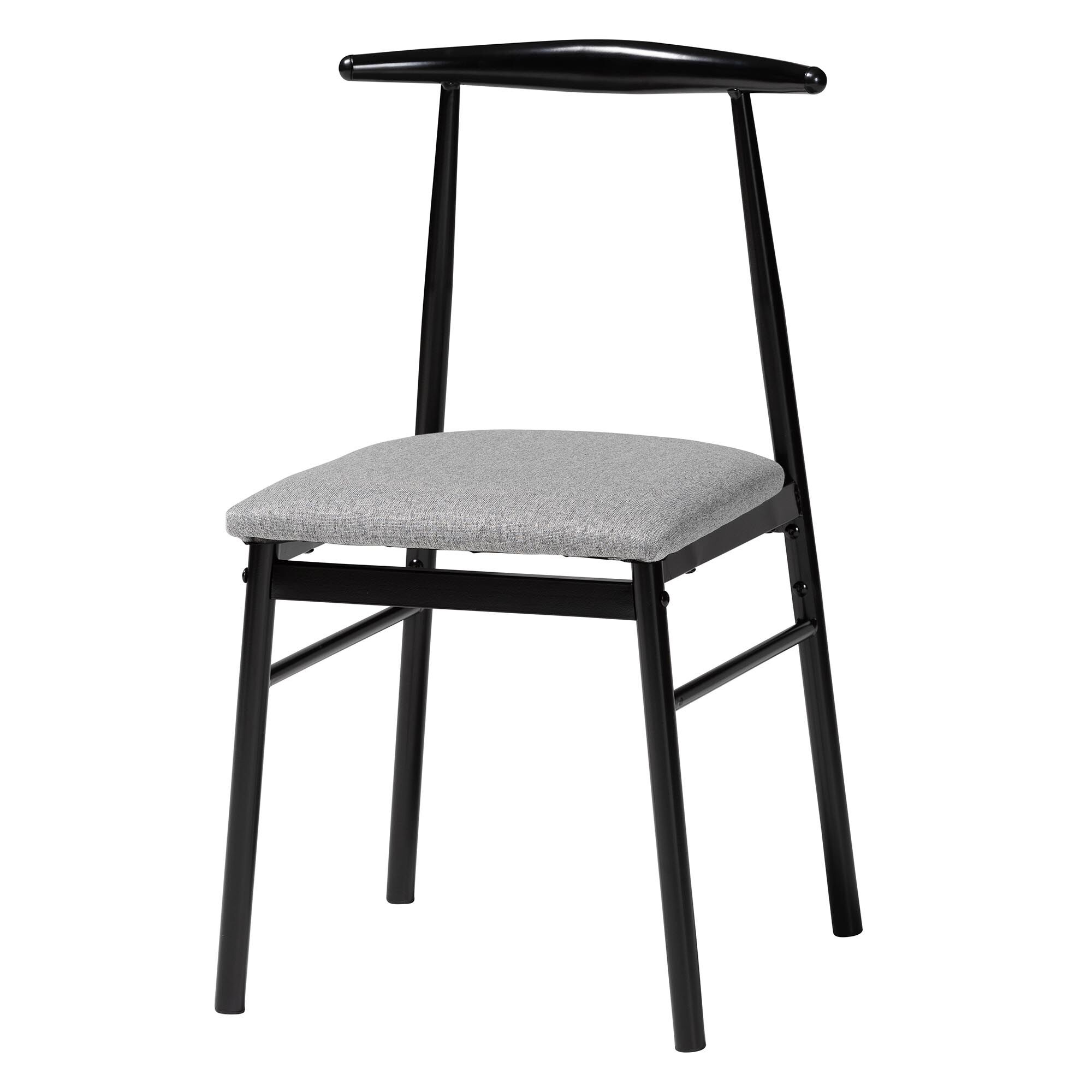Arnold Modern Industrial Fabric and Metal Dining Chair, GREY, alternate image number 2