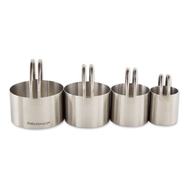 Round Stainless Steel Biscuit Cutters, Set 4, GRAY, hi-res image number null