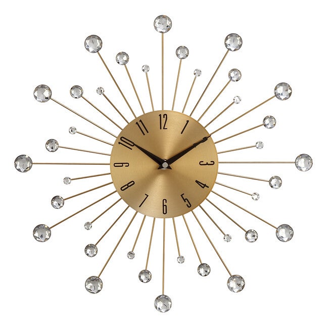 Gold Glam Metal Wall Clock, GOLD, hi-res image number null