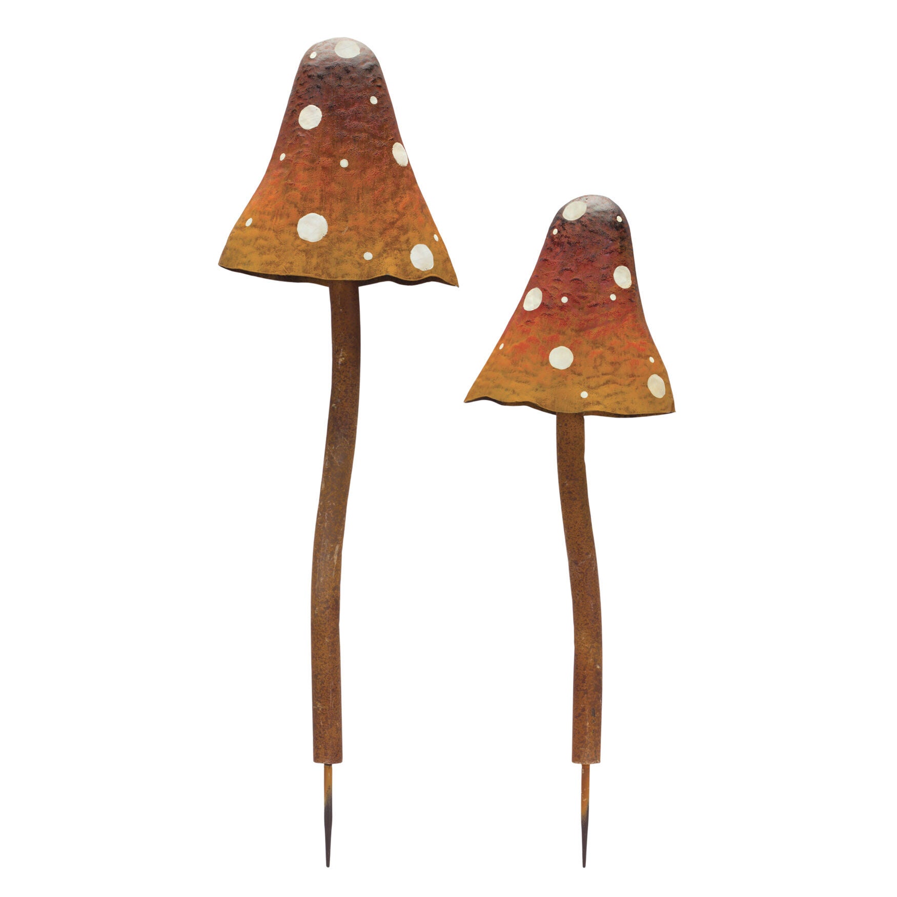 Iron Metal Mushroom Garden Stake (Set Of 2), BROWN, hi-res image number 0