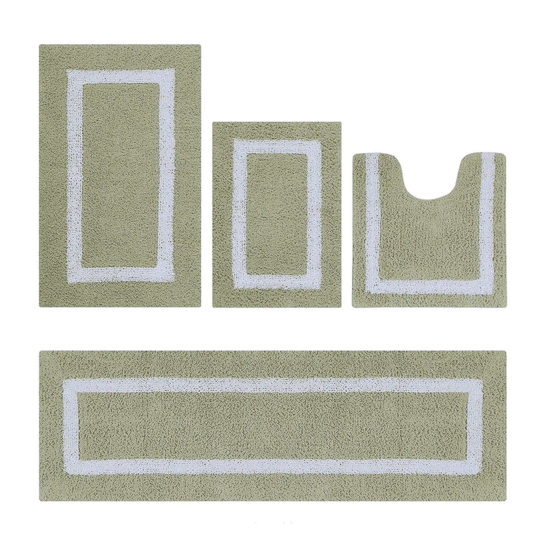 Hotel Collection 100% Cotton 4 Piece (17 inches X 24 inches | 20 inches X 20 inches | 21 inches X 34 inches | 20 inches X 60 inches) Bath Rug Set, SAGE WHITE, hi-res image number 0
