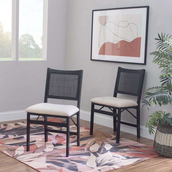 Beaux Cane Back Black Folding Chair Folding Dining Chairs, , on-hover image number 1