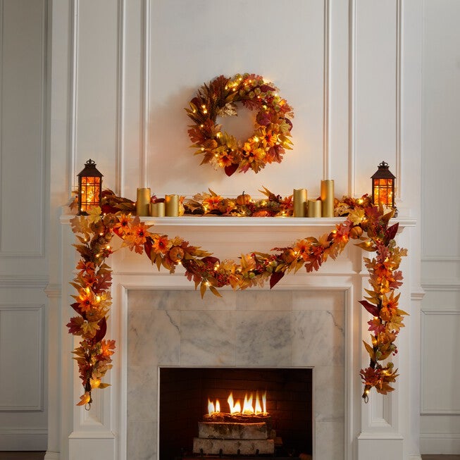 Set of 2 Harvest Maple Leaf Lanterns, , alternate image number null