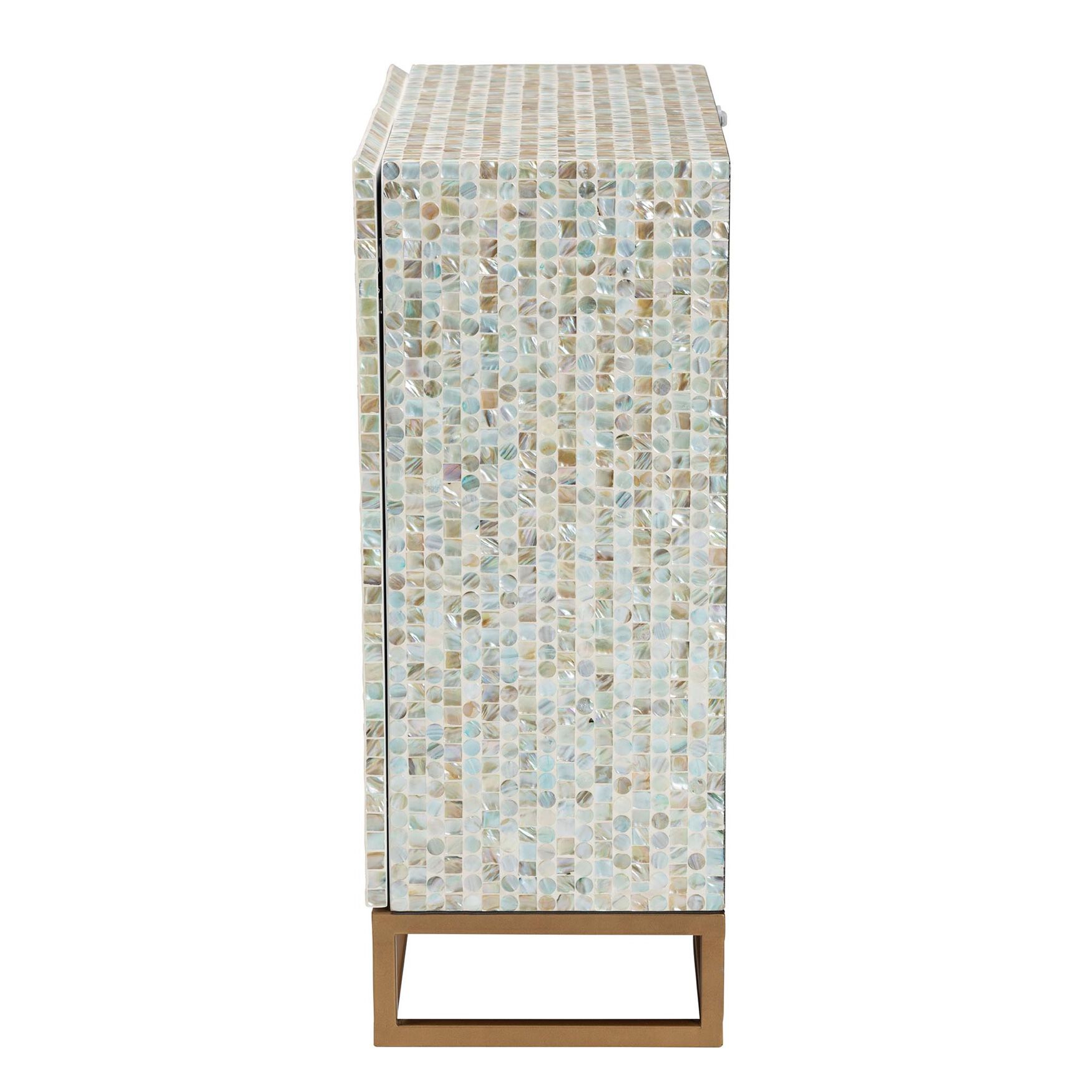 Quintus Modern Bohemian Multicolor Mother of Pearl and Gold Metal Storage Cabinet, , alternate image number 9