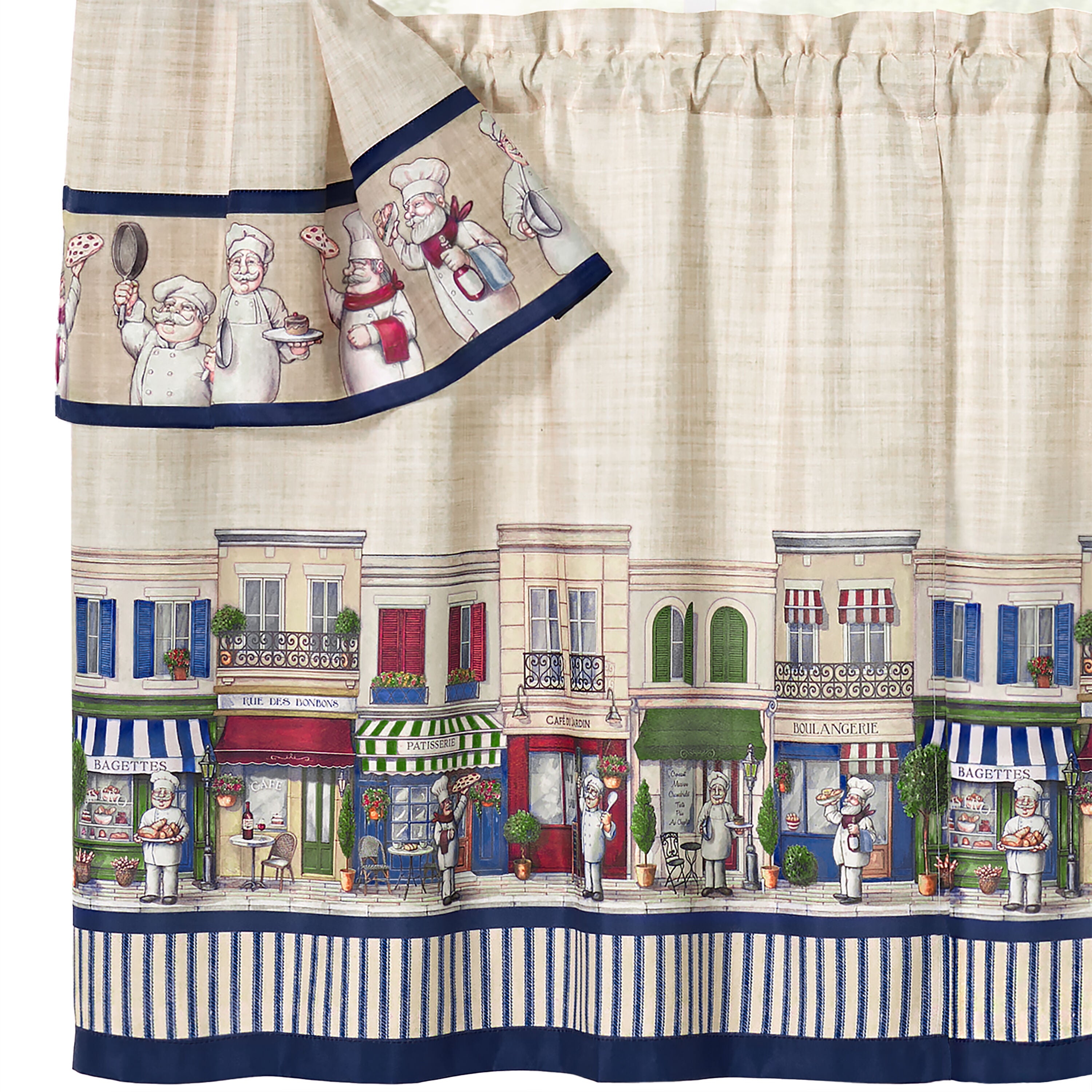 Bon Appetit - Printed Cottage Window Curtain Set, MULTI, alternate image number 3
