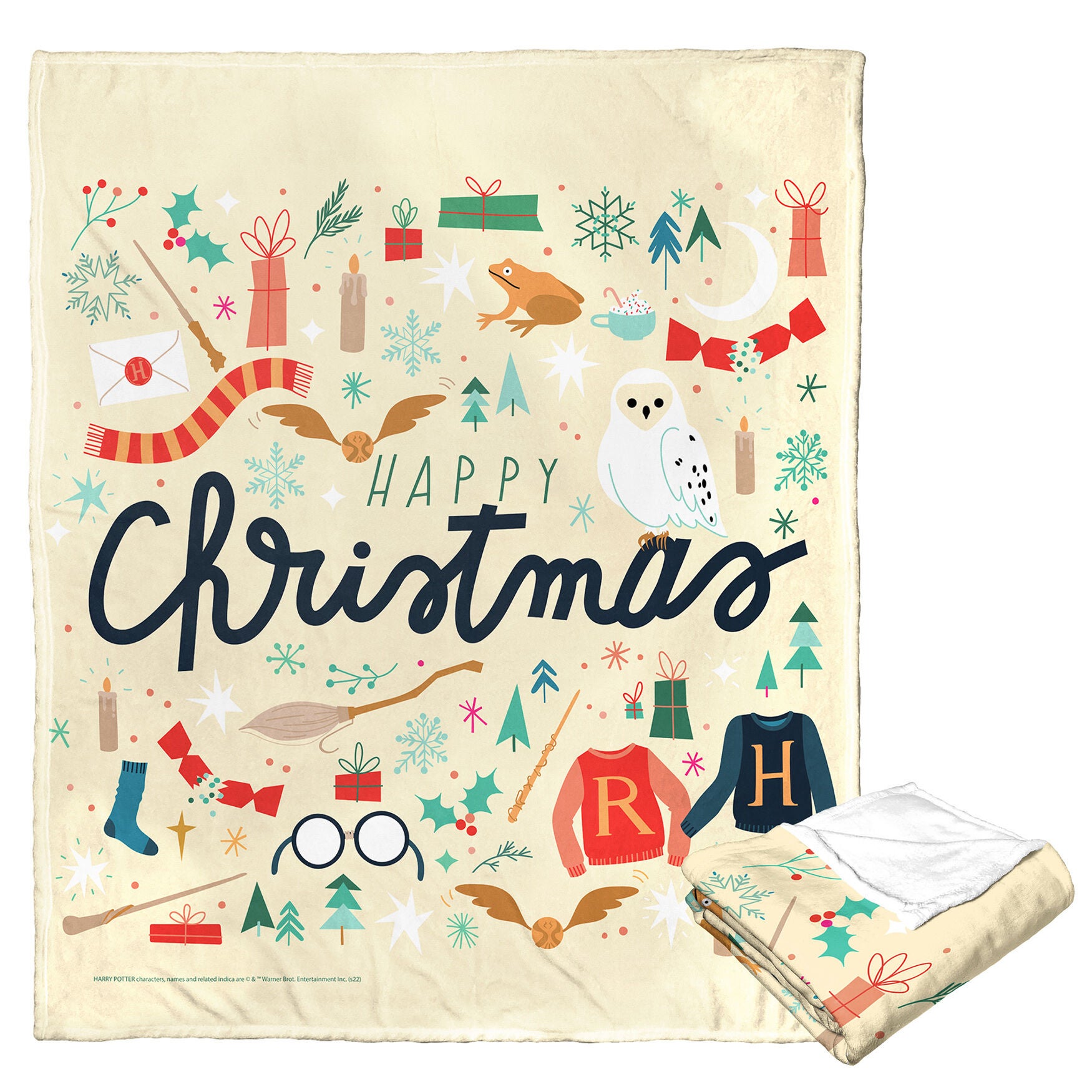 Wb Harry Potter Everything Happy This Chirstmas Silk Touch Throw, O, hi-res image number 0