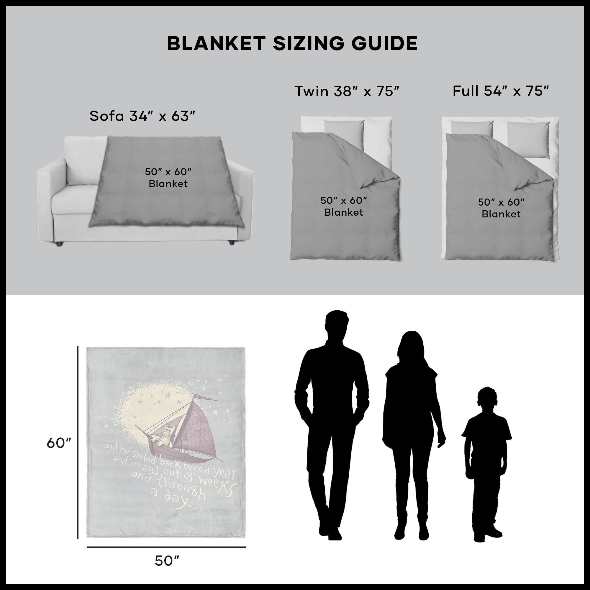 Warner Bros. Where the Wild Things Are He Sailed Silk Touch Throw Blanket 50x60 Inches, GRAY, alternate image number 5