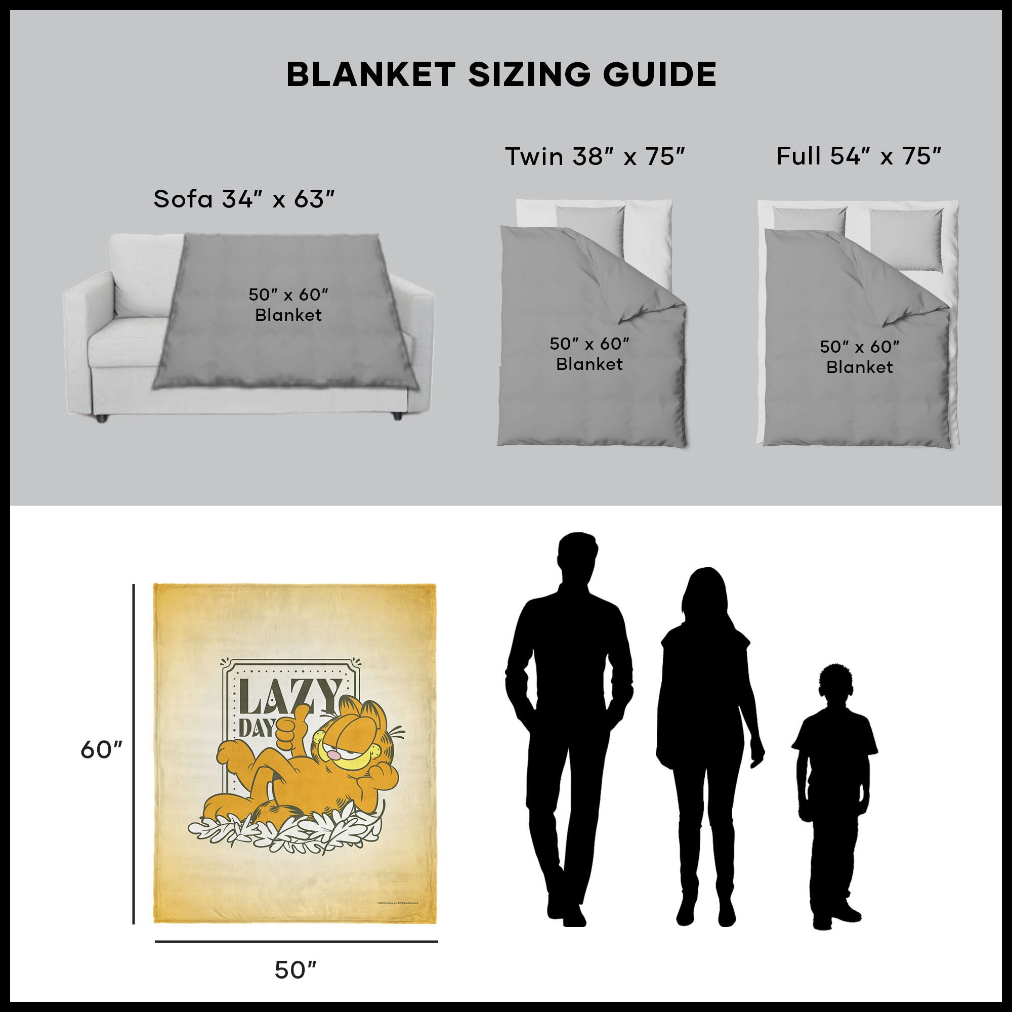 Nickelodeon Garfield Lazy Day Silk Touch Sherpa Throw Blanket 50x60 Inches, TAN, alternate image number 5