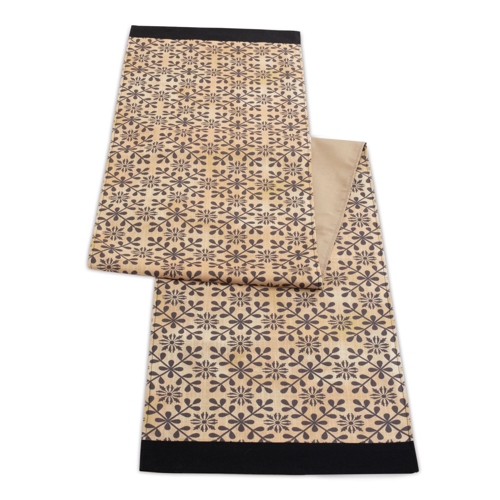 Table Runner (Set of 2) 14 inchesW x 72 inchesL Polyester, GOLD/BLACK, alternate image number 1