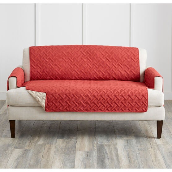 ANTI-BACTERIAL PINSONIC Loveseat PROTECTOR, MERLOT NATURAL, hi-res image number null