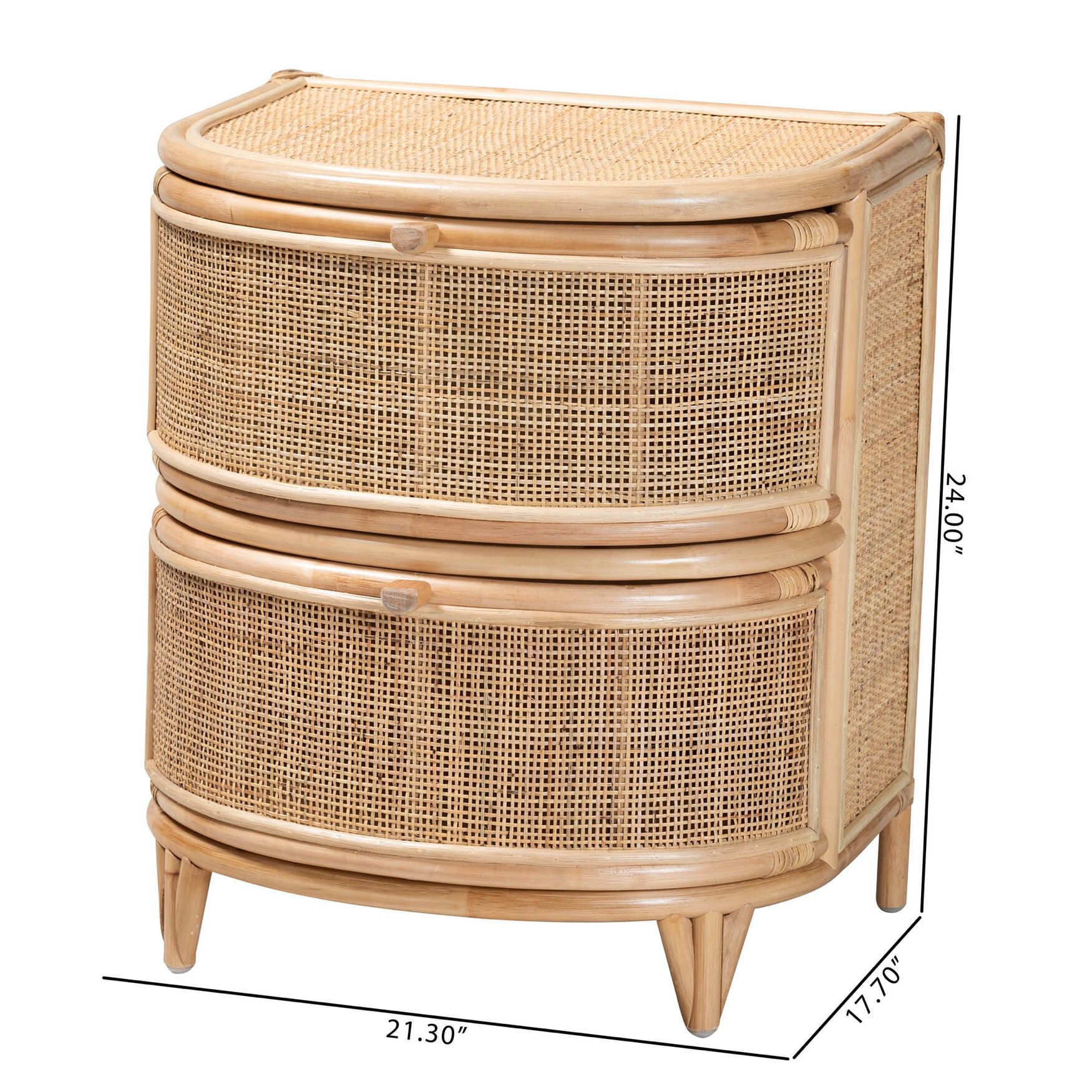 Oleta Modern Bohemian Natural Brown Rattan 2-Drawer Nightstand, , alternate image number 14