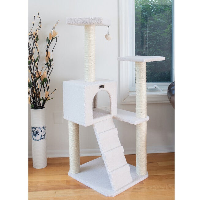 Fleece Covered 53 inches High Real Wood Cat Tree, , alternate image number null
